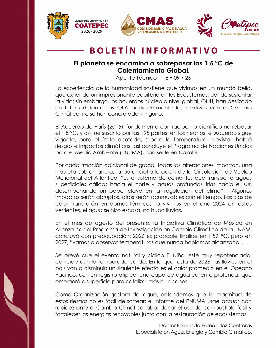 BOLETÍN INFORMATIVO